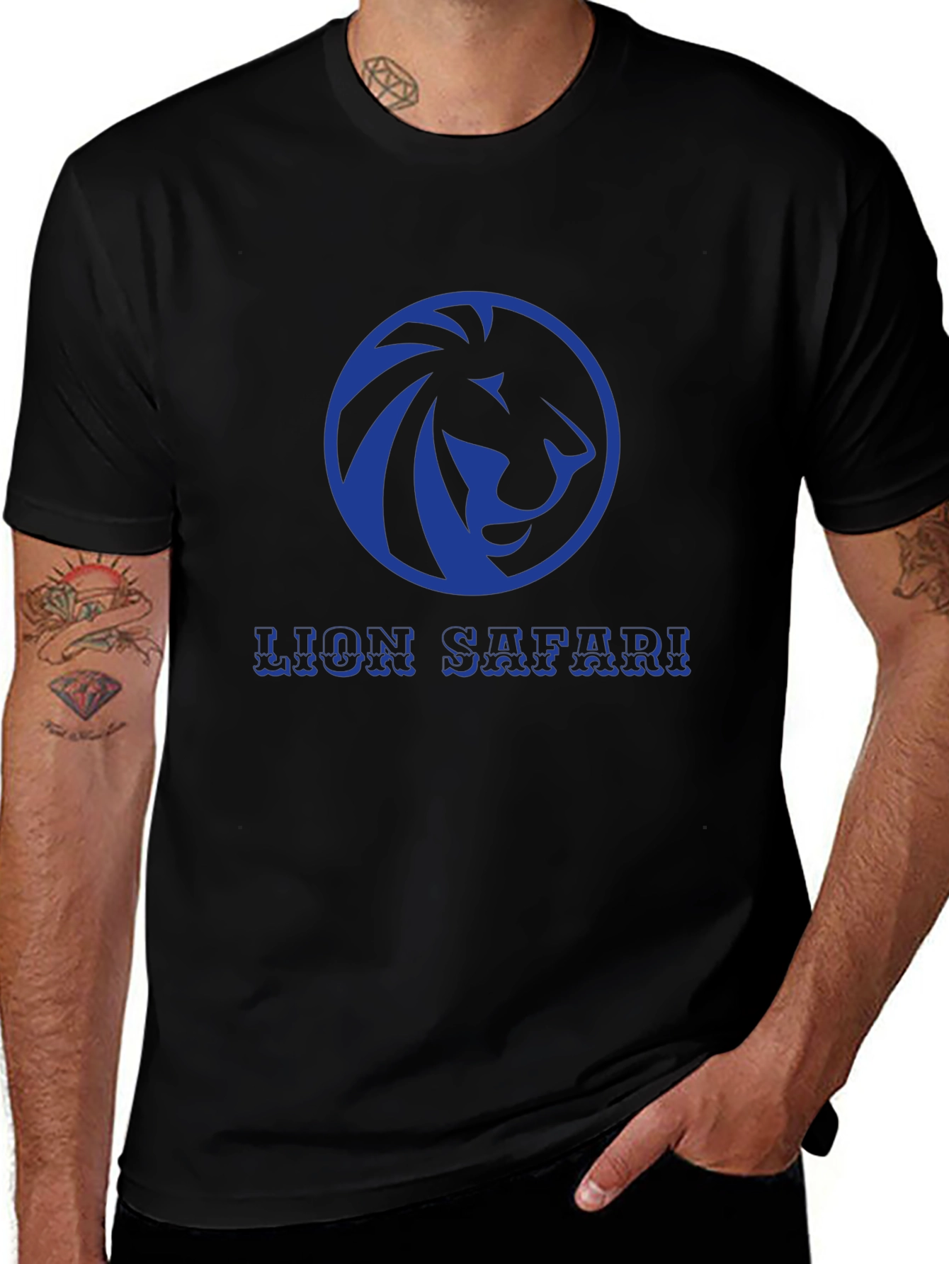 Lion Safari Graphic Tee - Stylish Black T-Shirt
