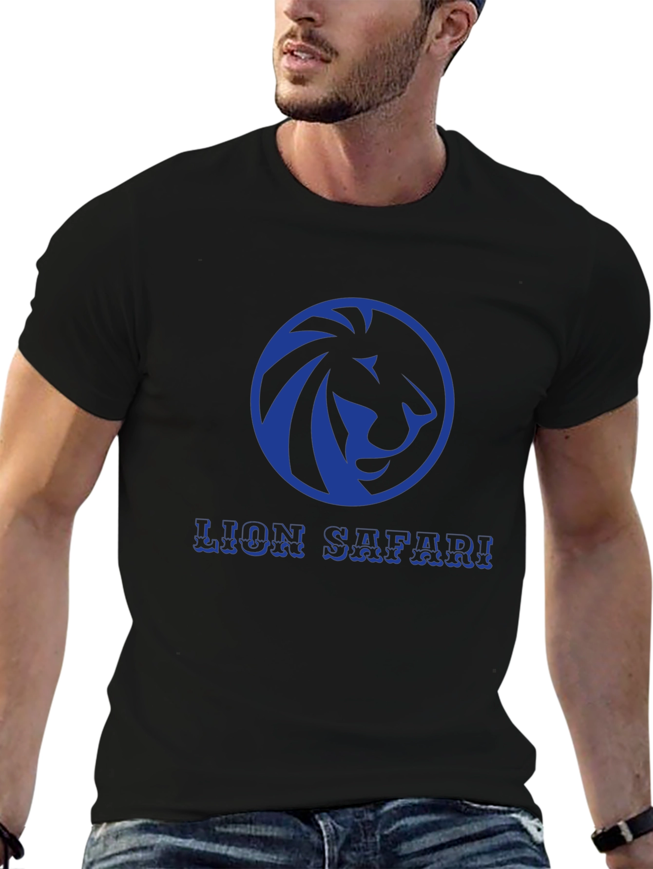 Lion Safari Graphic Tee - Stylish Black T-Shirt