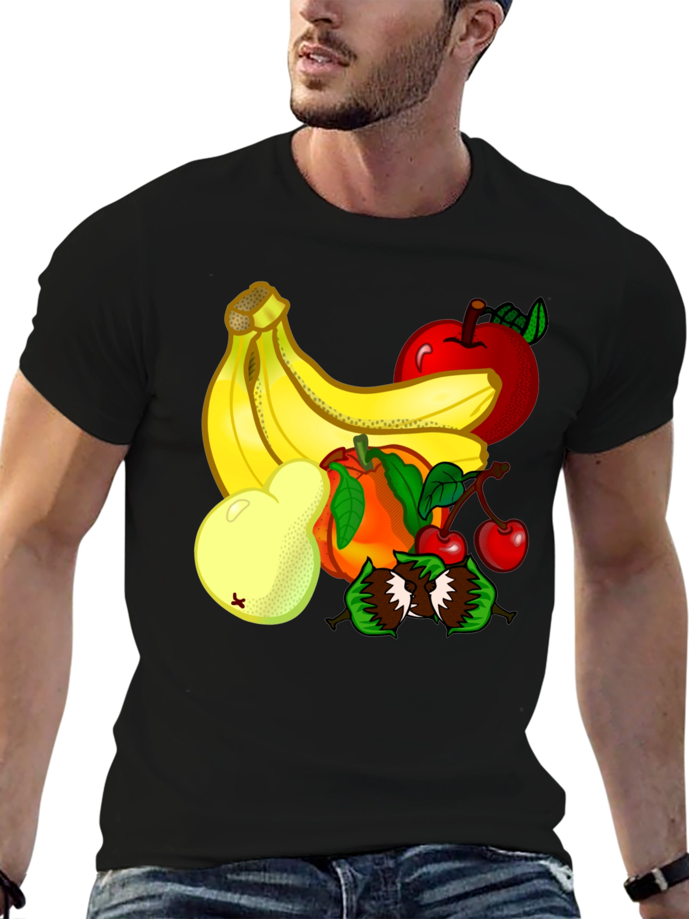 Fruit Design Black T-Shirt