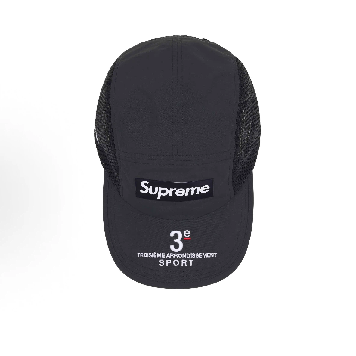 Cordura Mesh 5 Panel Sport Cap, Black 3e Troisième Arrondissement Adjustable Strap Hat