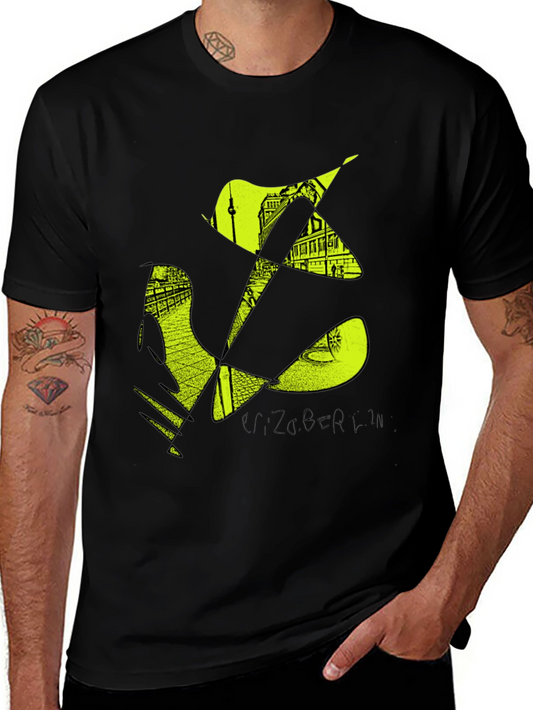 Stylish Mens Black T-Shirt with Berlin Graphic Design