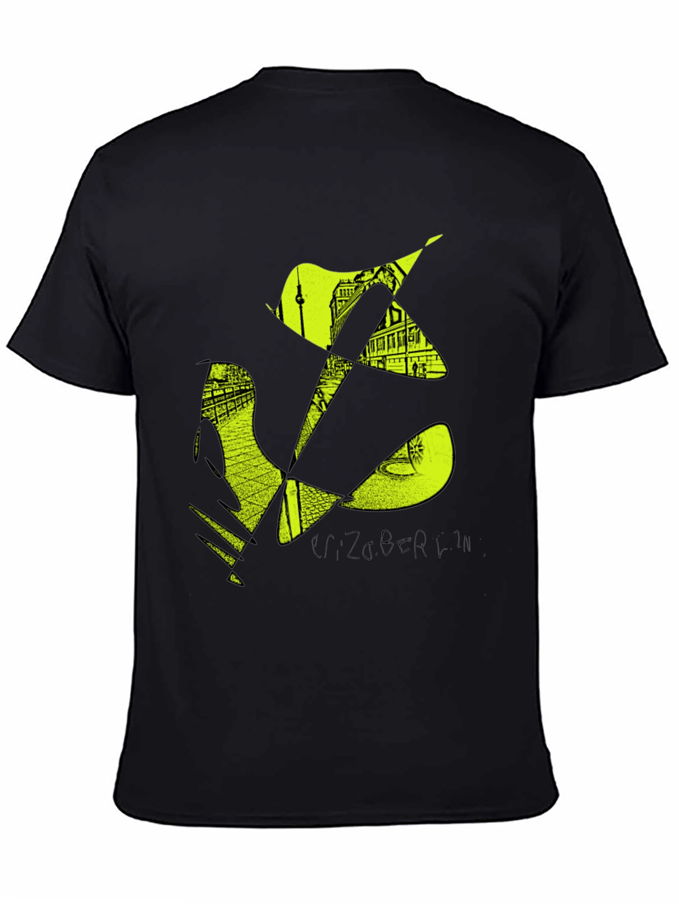 Stylish Mens Black T-Shirt with Berlin Graphic Design