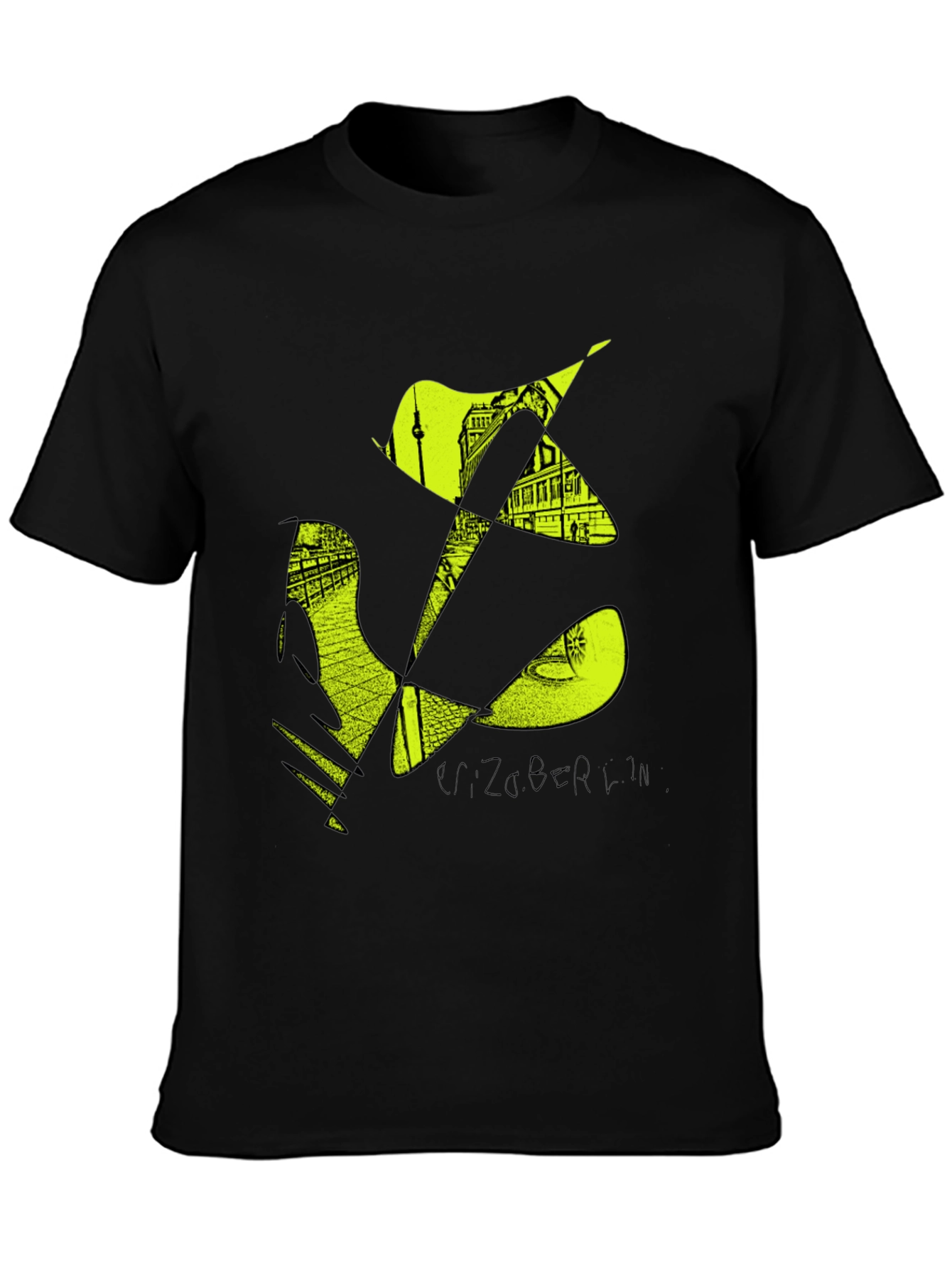 Stylish Mens Black T-Shirt with Berlin Graphic Design