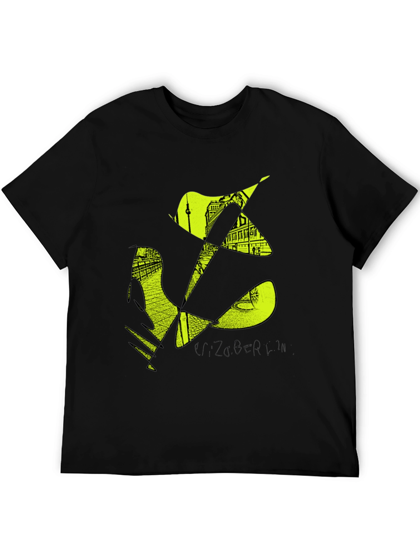 Stylish Mens Black T-Shirt with Berlin Graphic Design