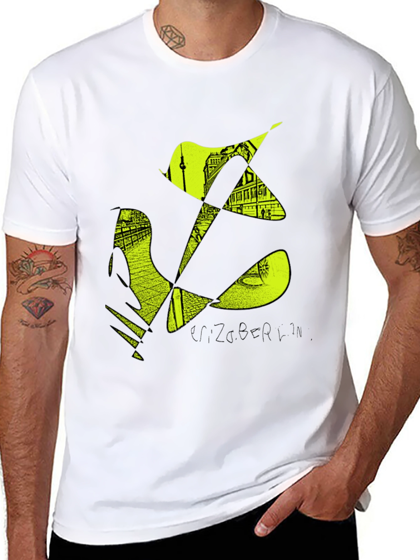 Stylish Mens Black T-Shirt with Berlin Graphic Design