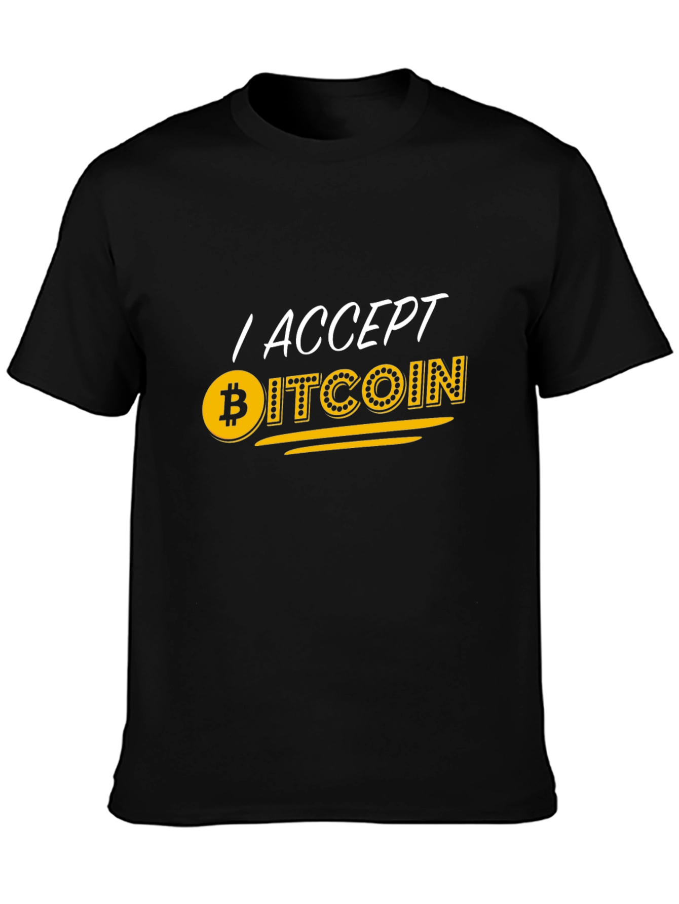 I Accept Bitcoin Black T-Shirt - Crypto Currency Tee