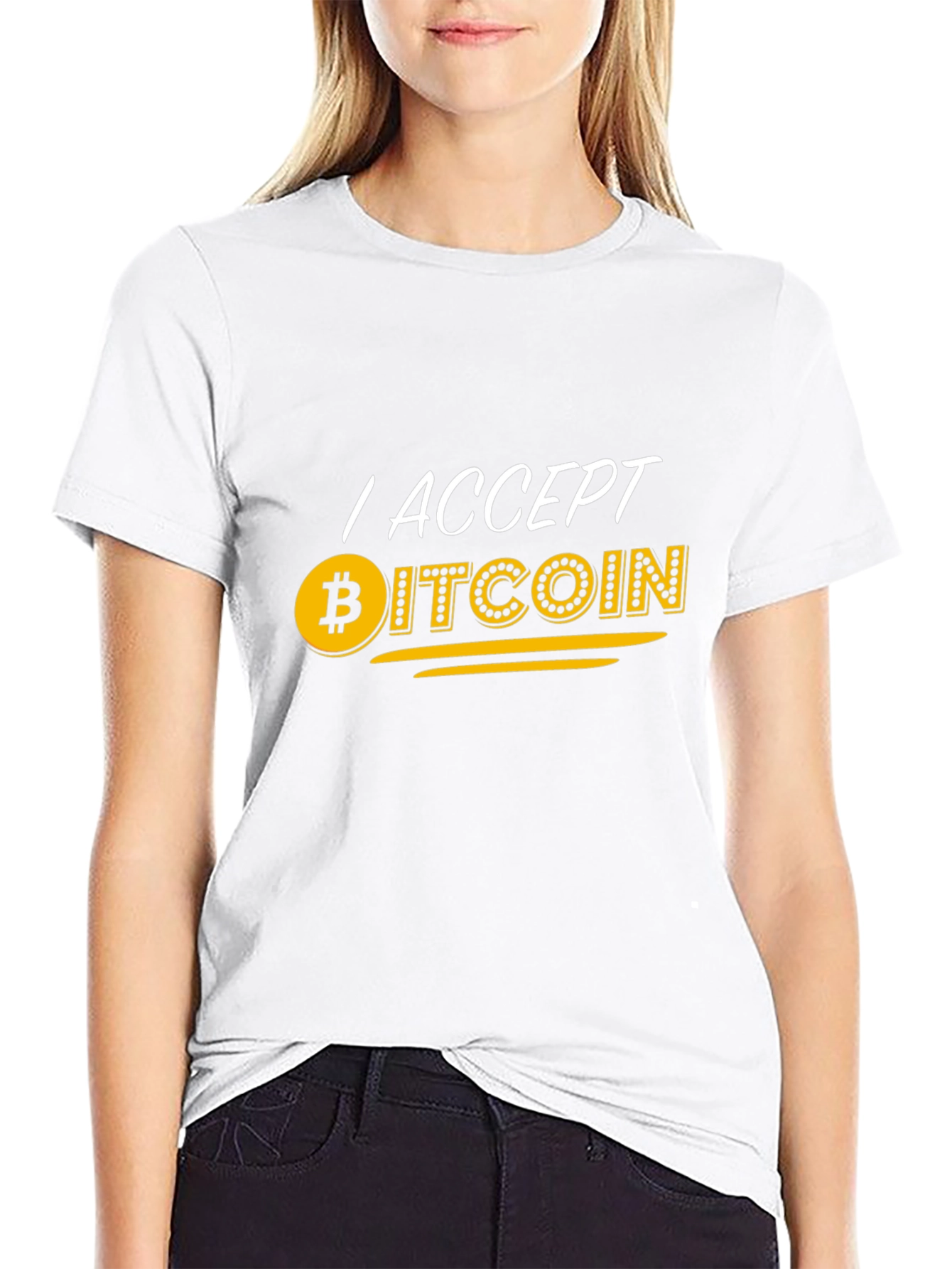 I Accept Bitcoin Black T-Shirt - Crypto Currency Tee