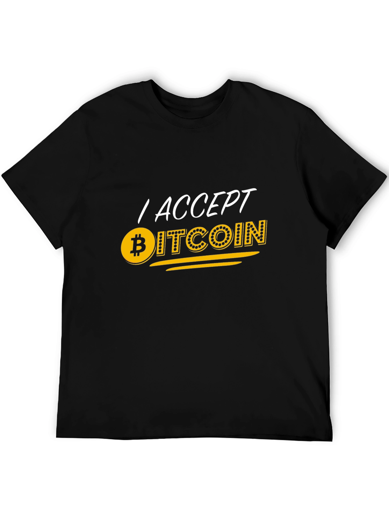 I Accept Bitcoin Black T-Shirt - Crypto Currency Tee