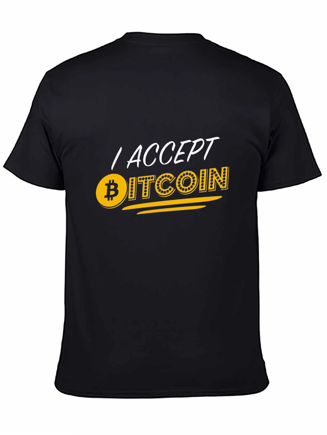 I Accept Bitcoin Black T-Shirt - Crypto Currency Tee