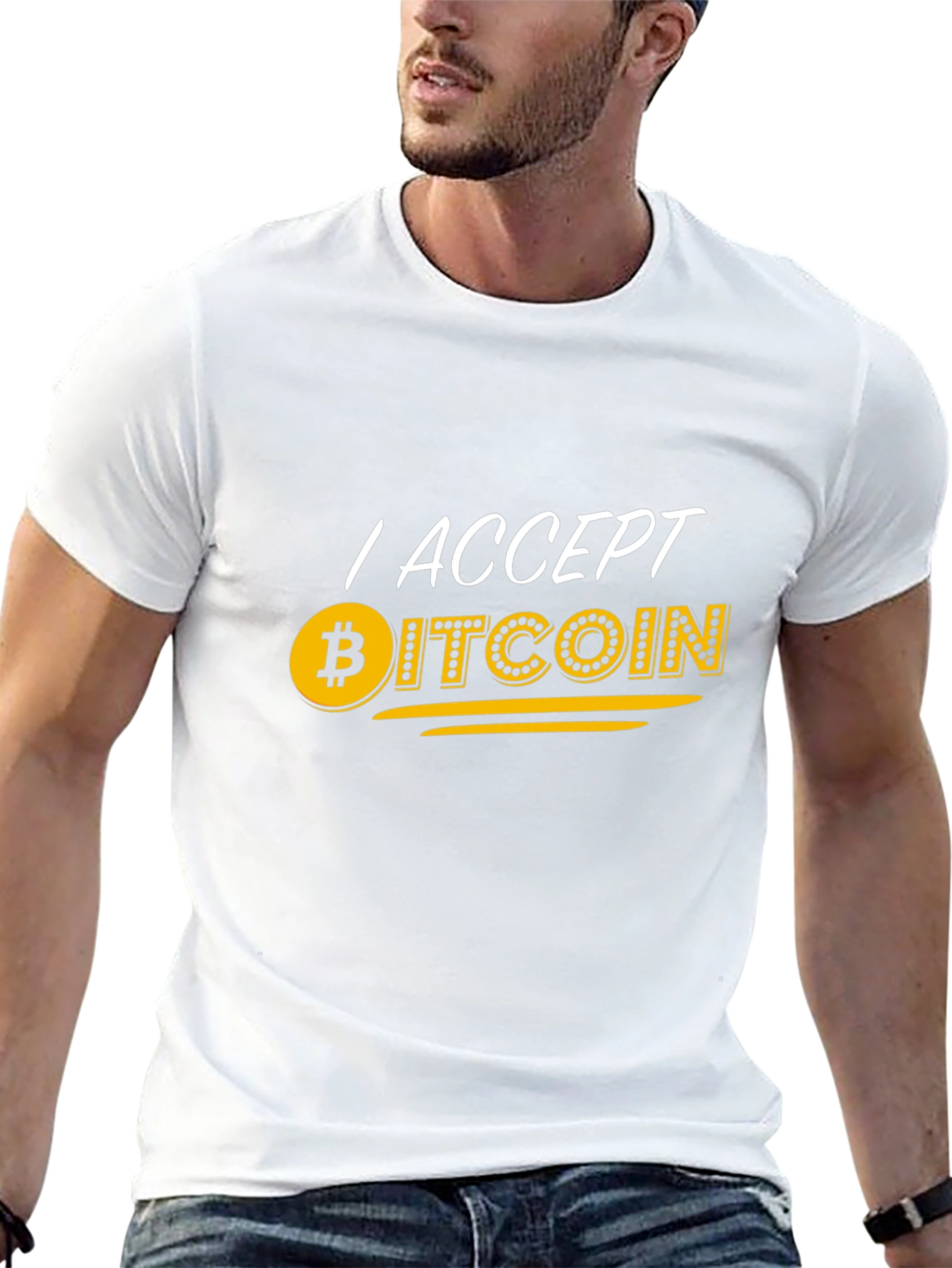 I Accept Bitcoin Black T-Shirt - Crypto Currency Tee
