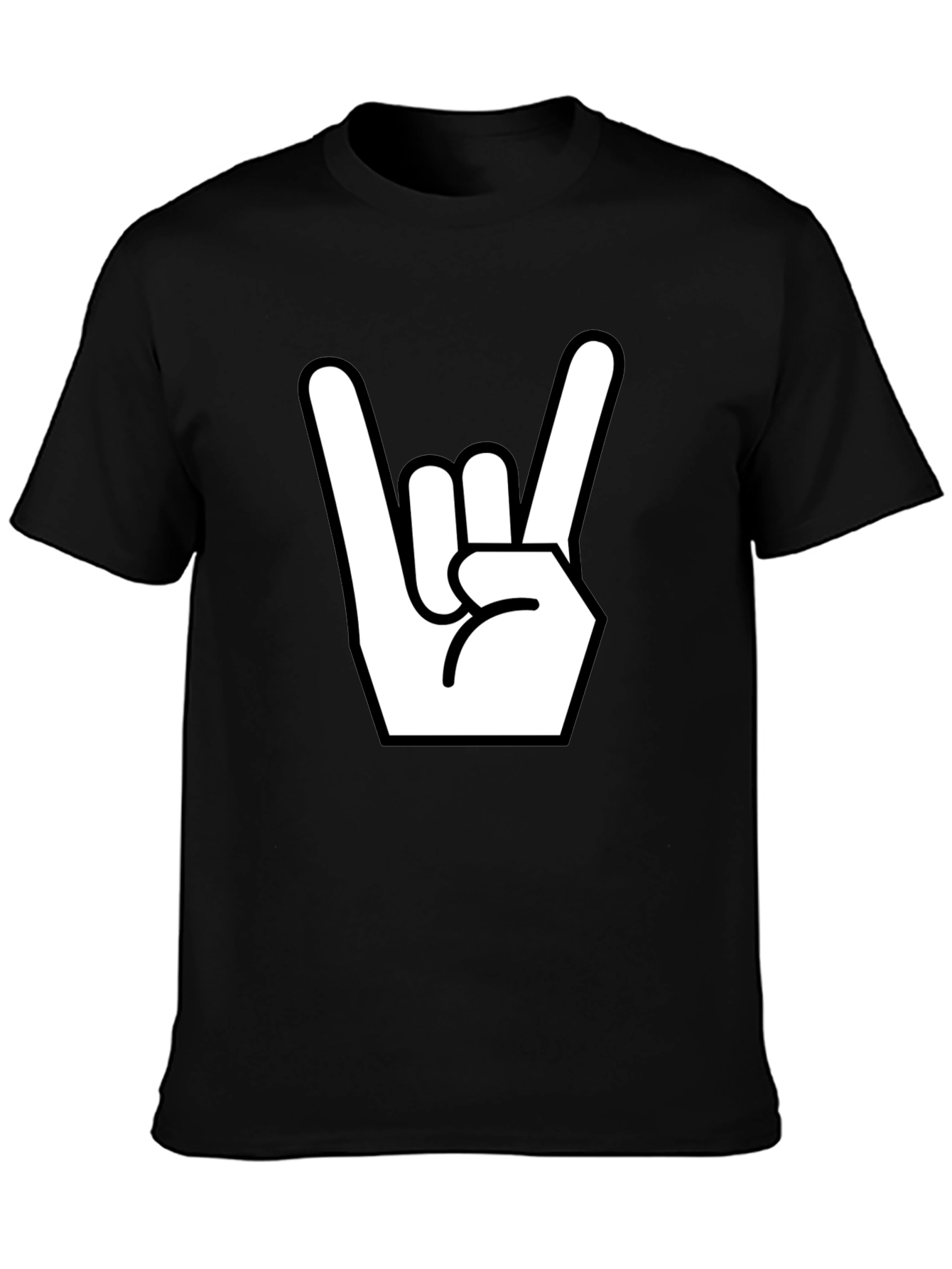 Rock On Hand Graphic Black T-Shirt