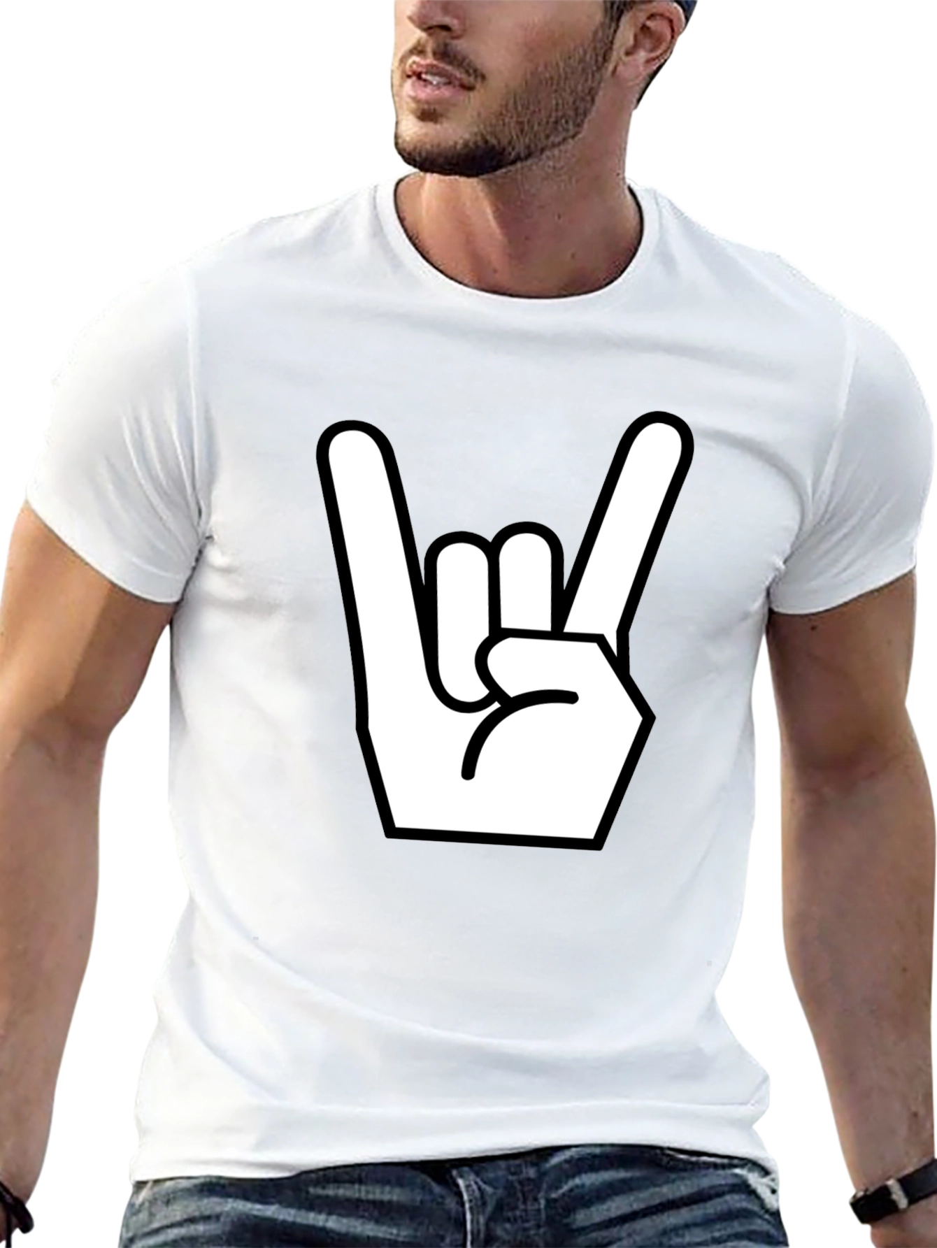 Rock On Hand Graphic Black T-Shirt