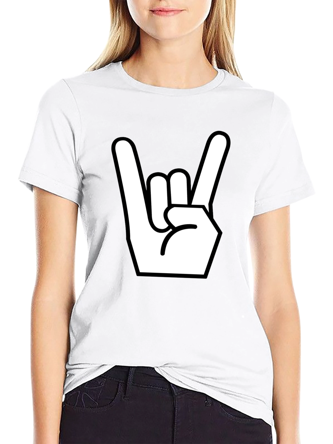 Rock On Hand Graphic Black T-Shirt
