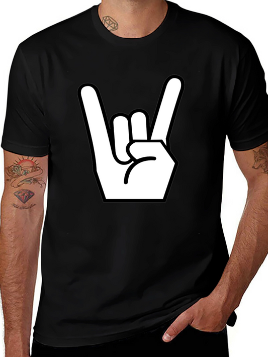 Rock On Hand Graphic Black T-Shirt