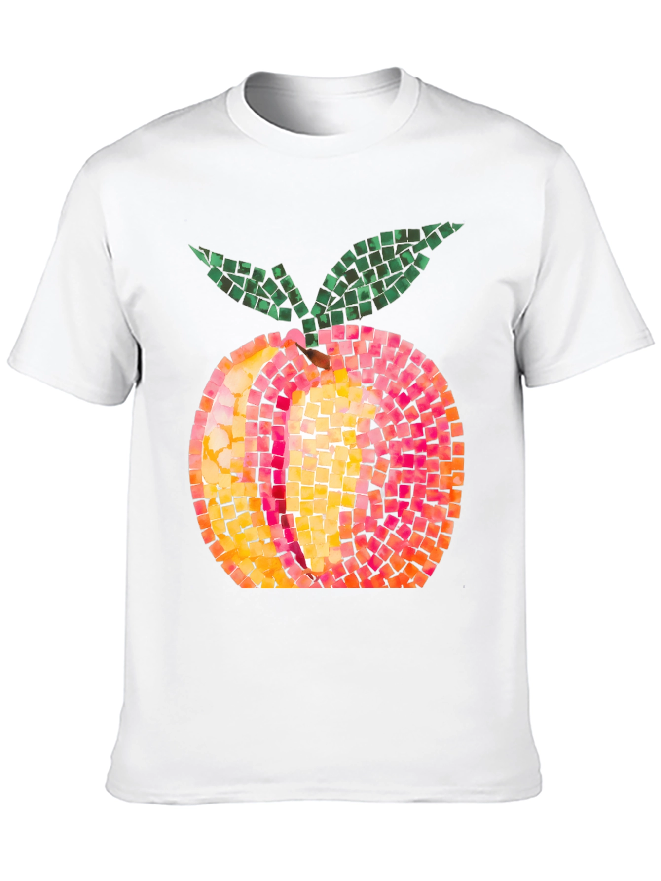 Peach Mosaic Graphic Tee - Unique Fruit Design T-Shirt