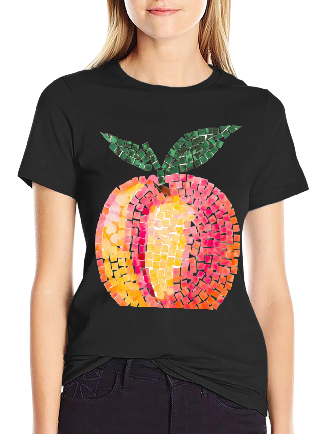 Peach Mosaic Graphic Tee - Unique Fruit Design T-Shirt