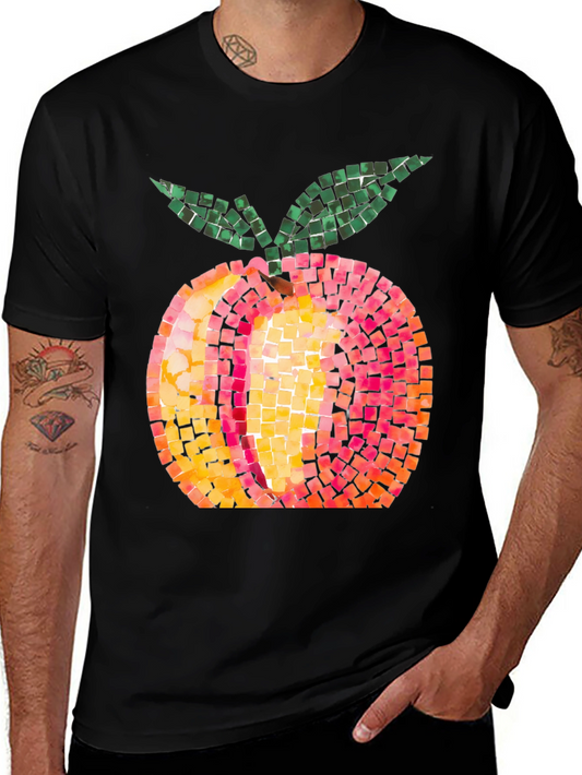 Peach Mosaic Graphic Tee - Unique Fruit Design T-Shirt