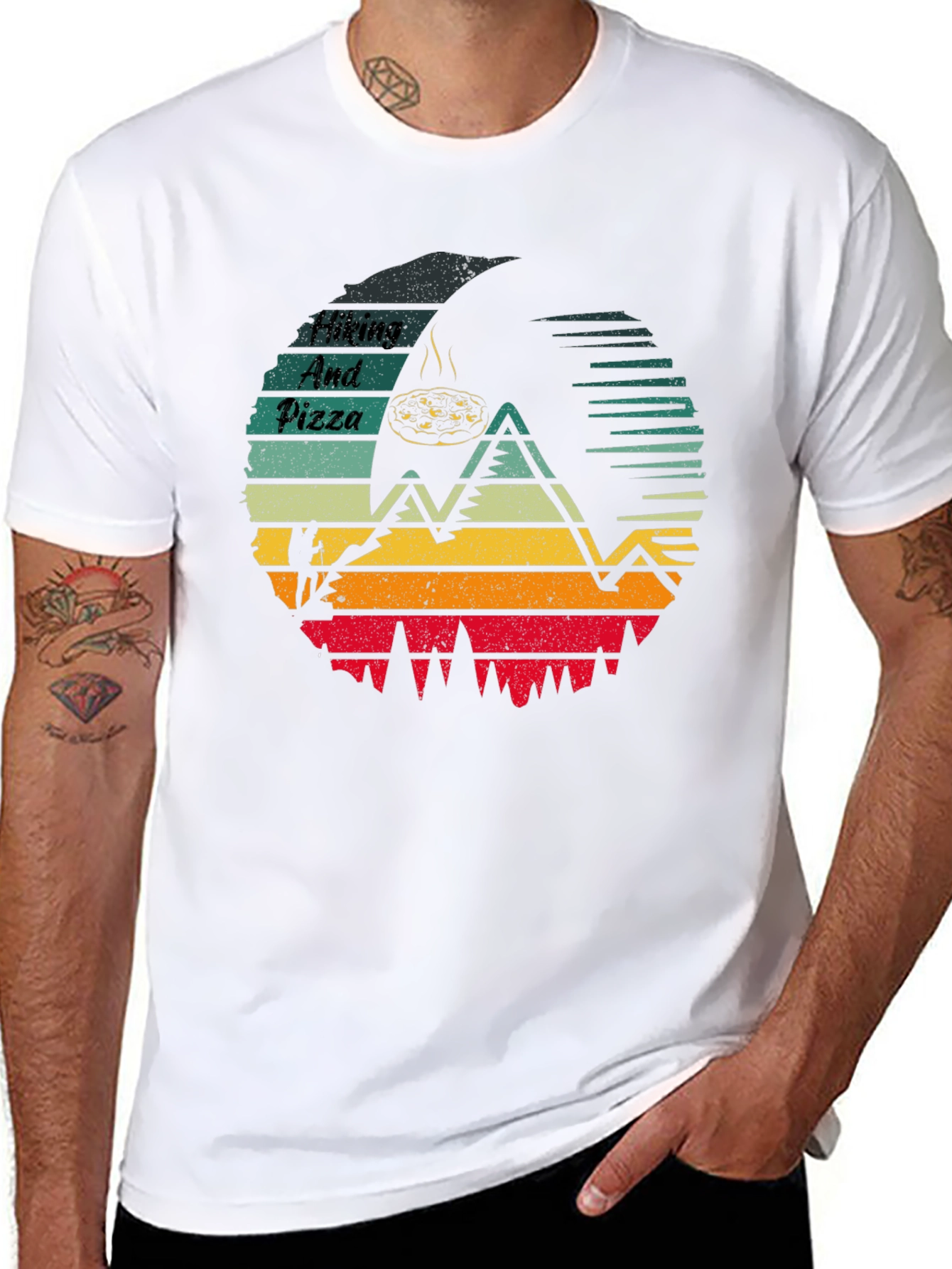 Hiking and Pizza T-Shirt Adventure Design