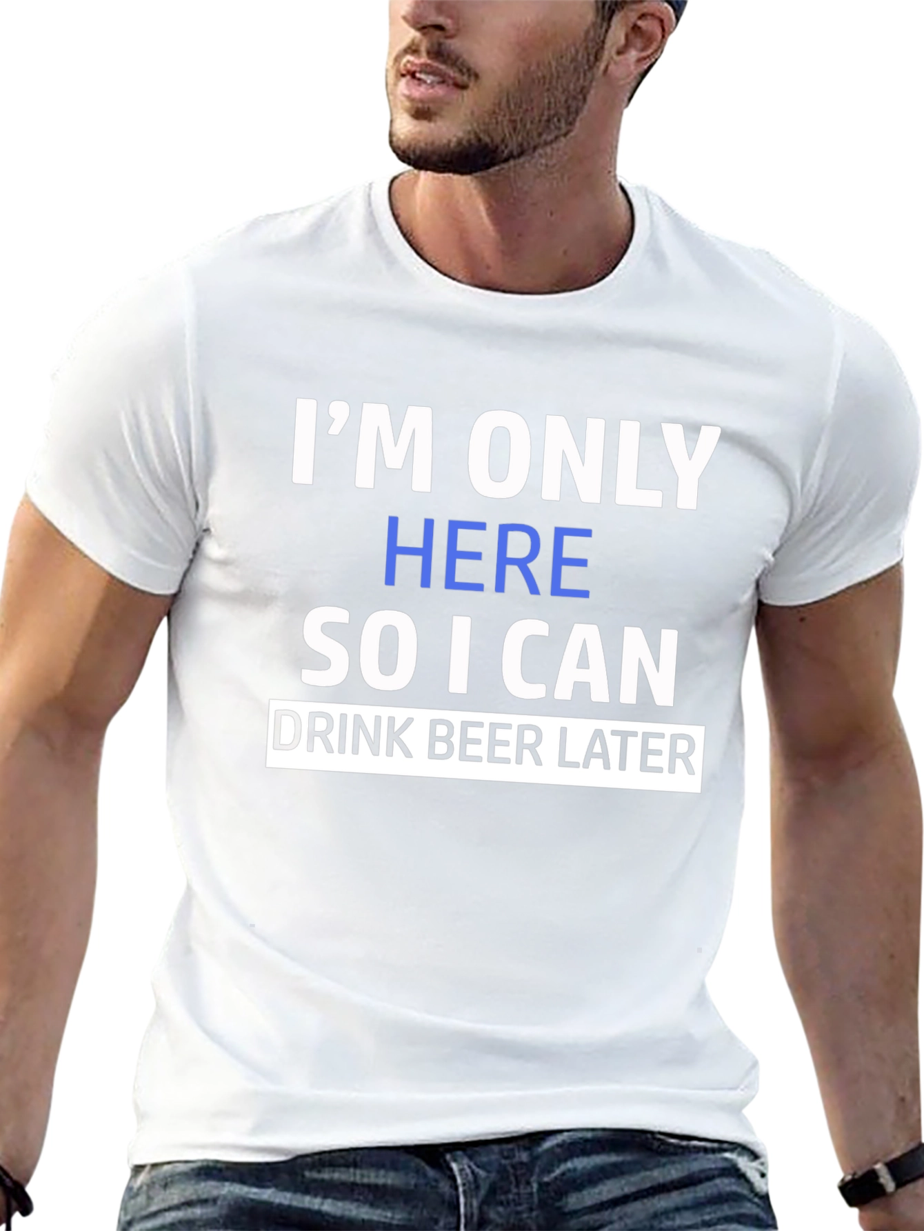 Funny Im Only Here Graphic Print Black T-Shirt