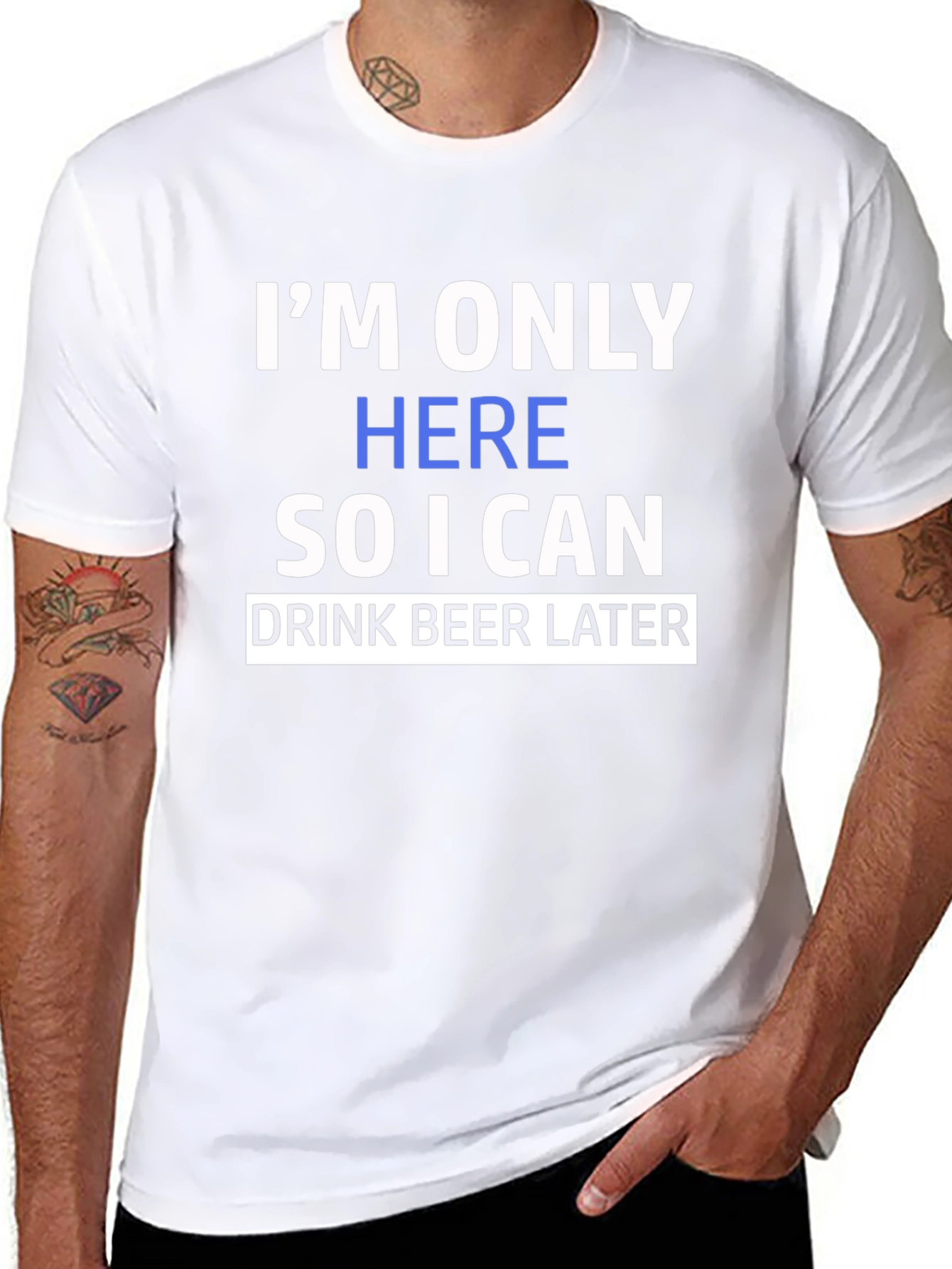 Funny Im Only Here Graphic Print Black T-Shirt