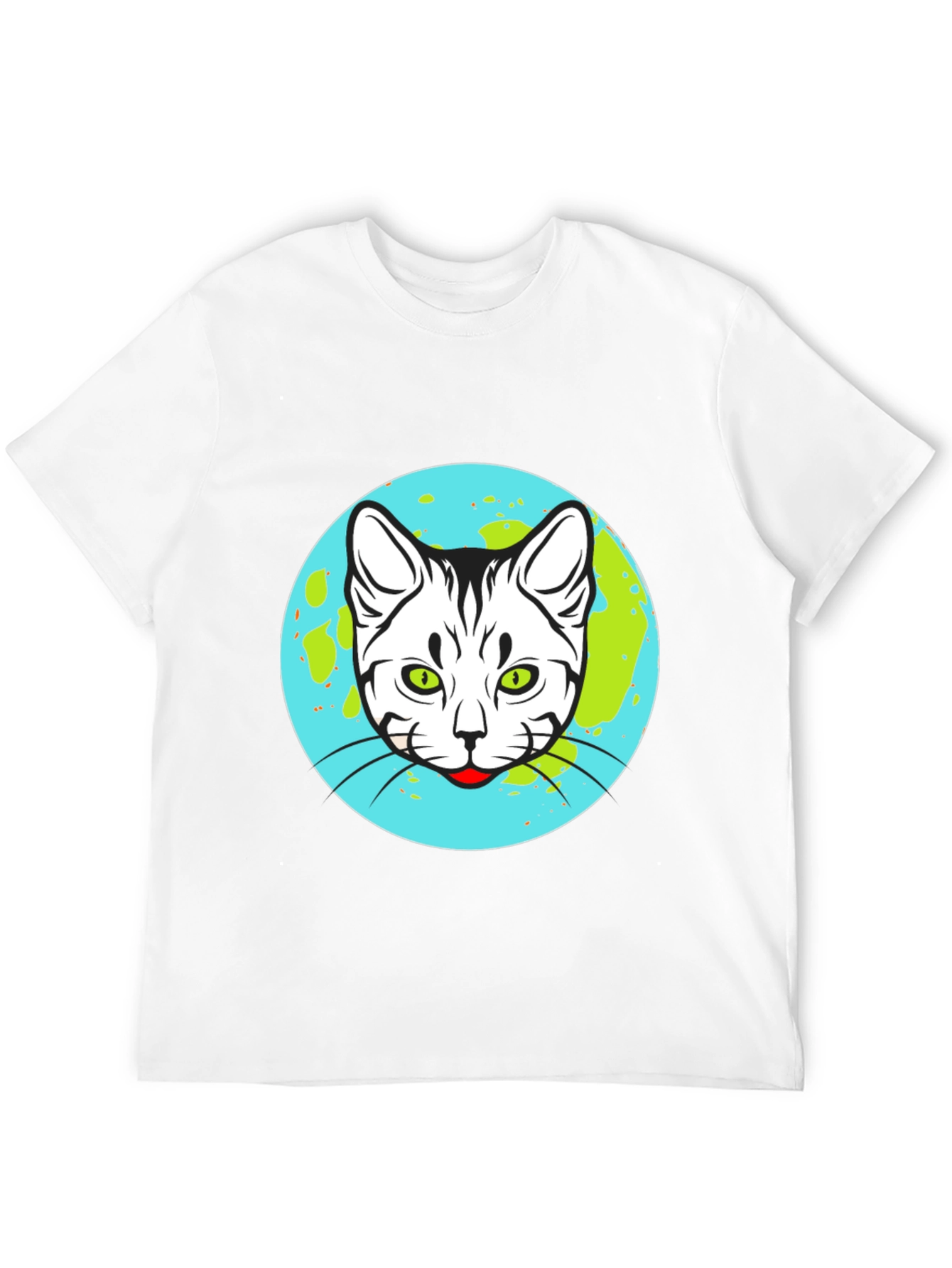 Cat Earth Graphic Tee - Black Cotton T-Shirt