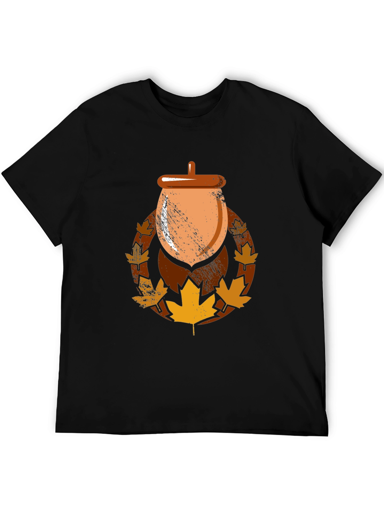 Autumn Acorn Leaf Graphic T-Shirt