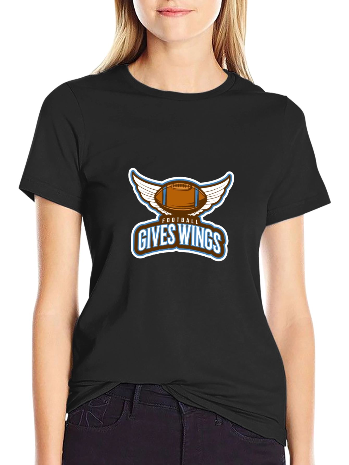 Football Gives Wings Black T-Shirt