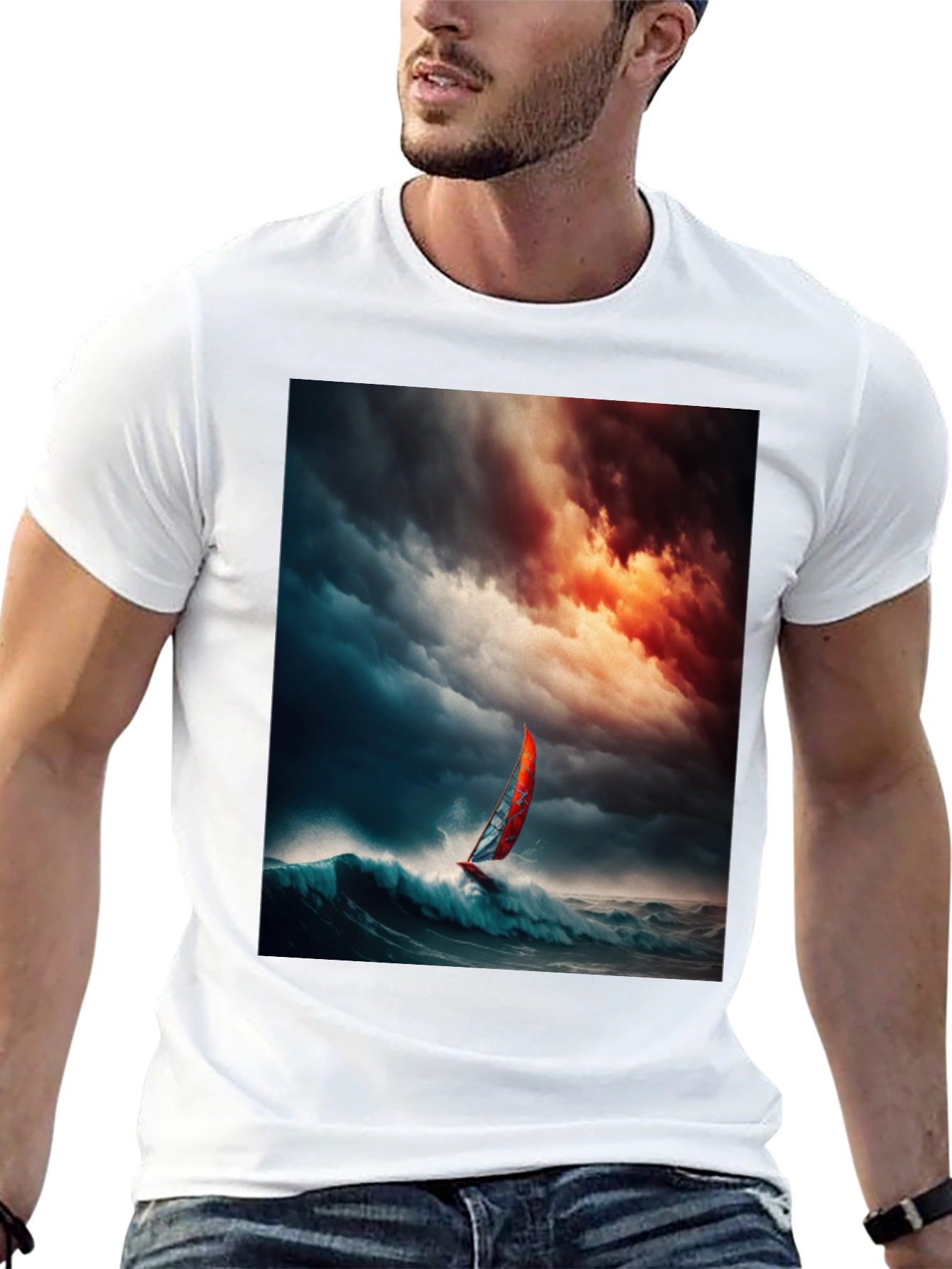 Ocean Storm Windsurfer Graphic T-Shirt