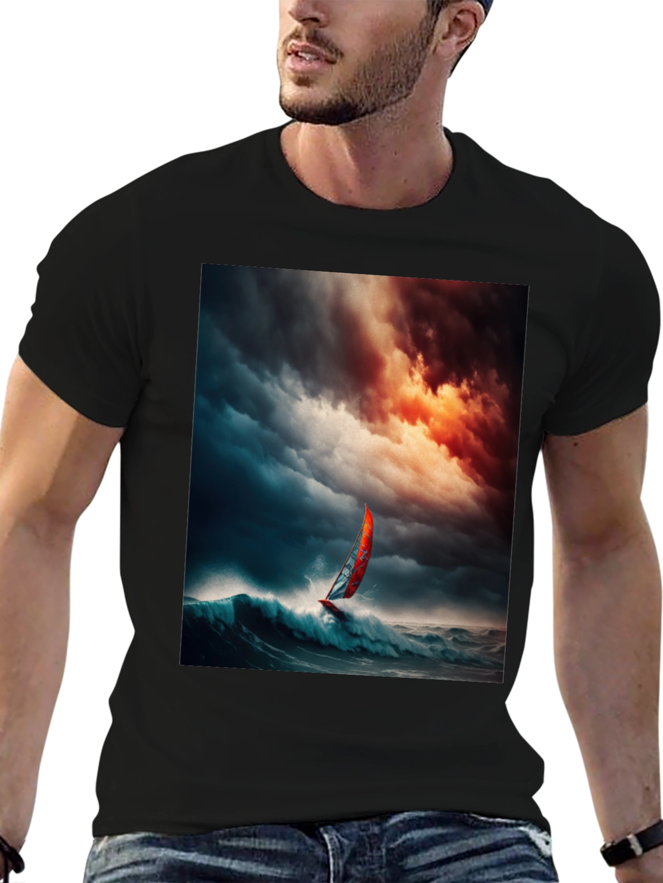 Ocean Storm Windsurfer Graphic T-Shirt