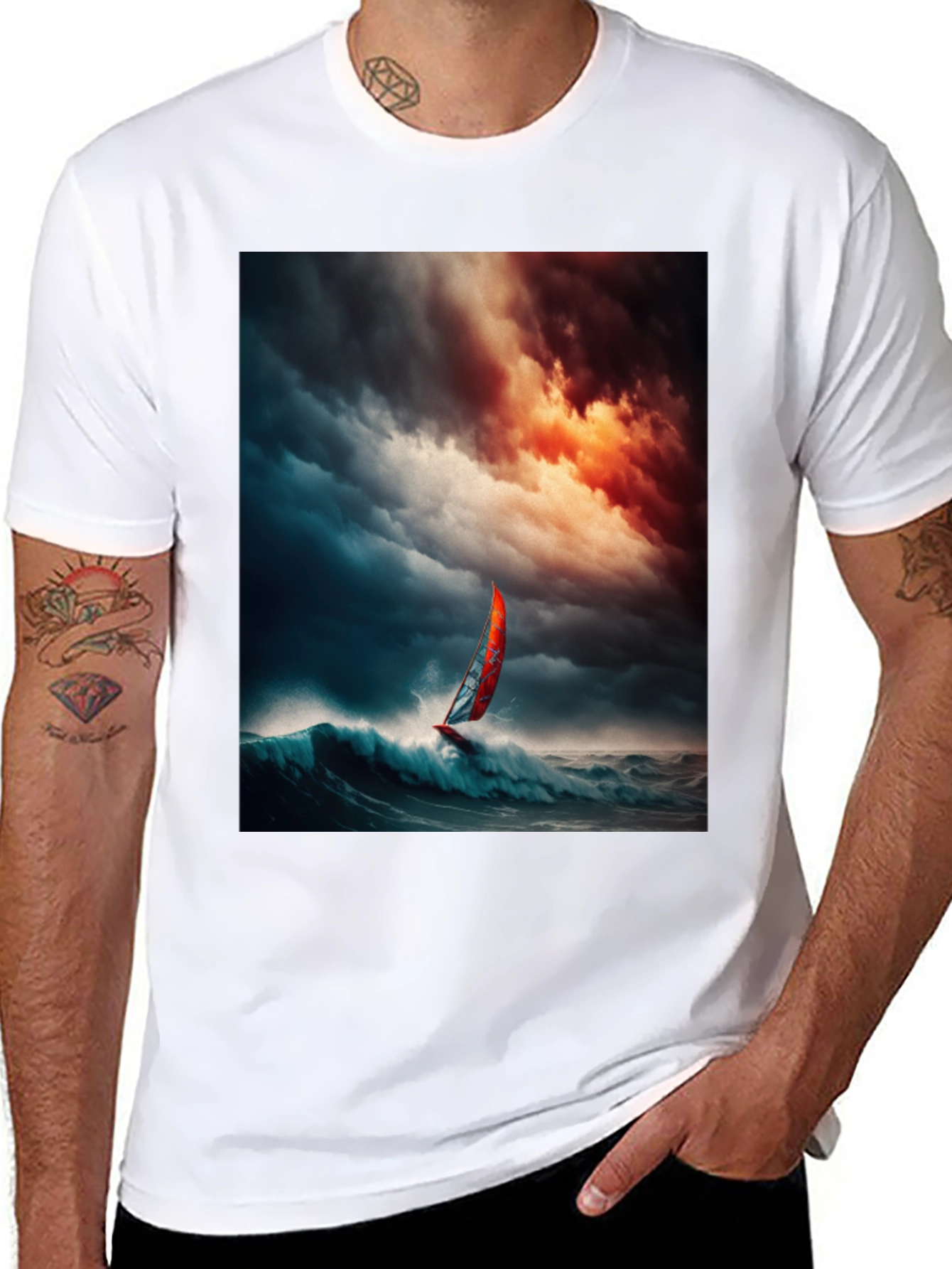 Ocean Storm Windsurfer Graphic T-Shirt