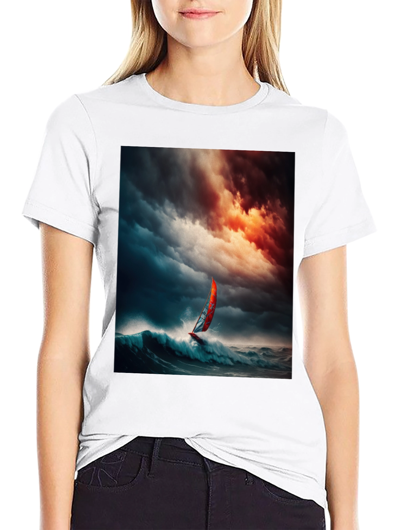 Ocean Storm Windsurfer Graphic T-Shirt