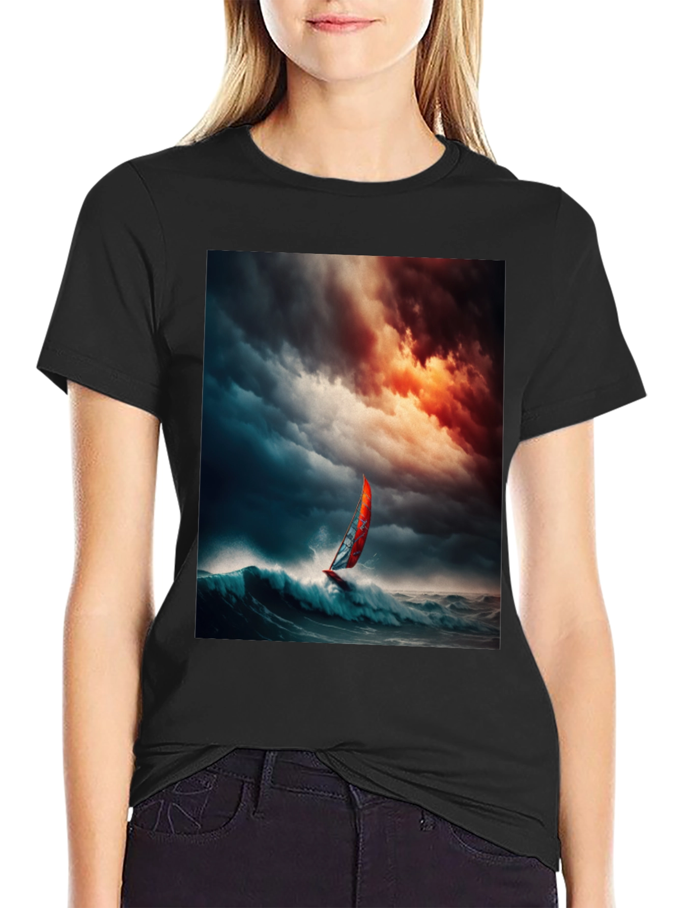 Ocean Storm Windsurfer Graphic T-Shirt