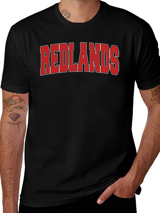 Redlands Graphic Tee - Bold Red Text on Black