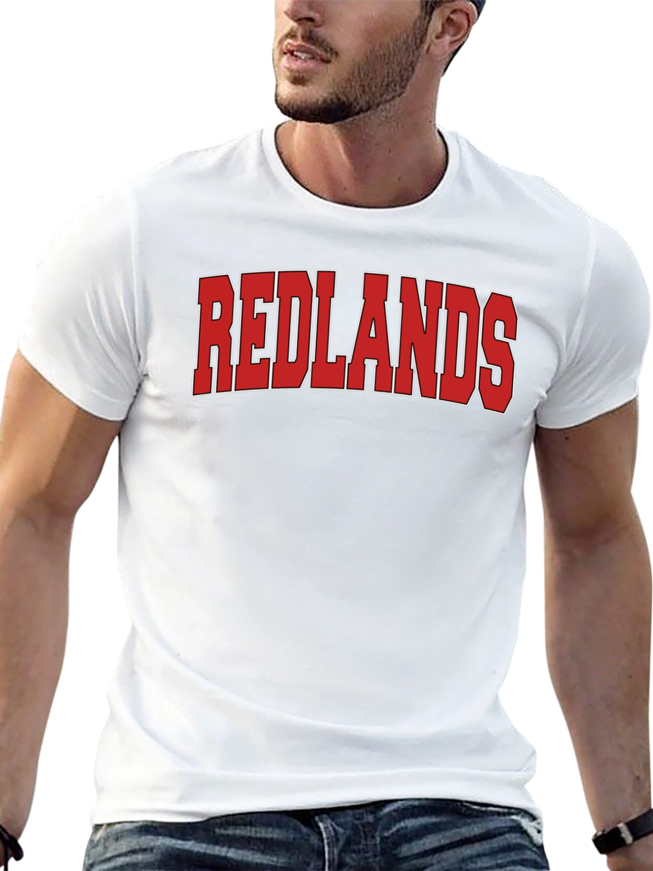 Redlands Graphic Tee - Bold Red Text on Black