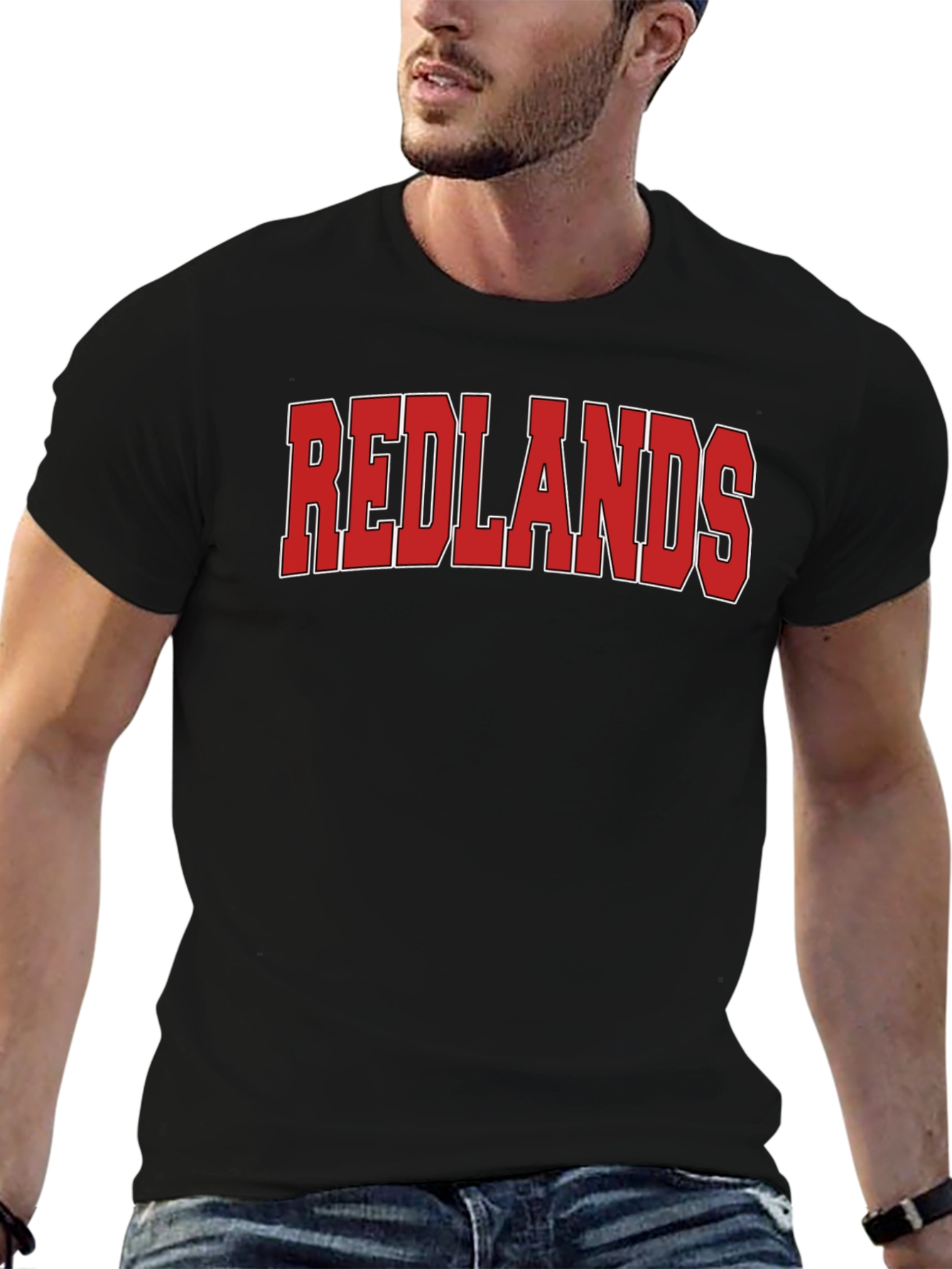 Redlands Graphic Tee - Bold Red Text on Black