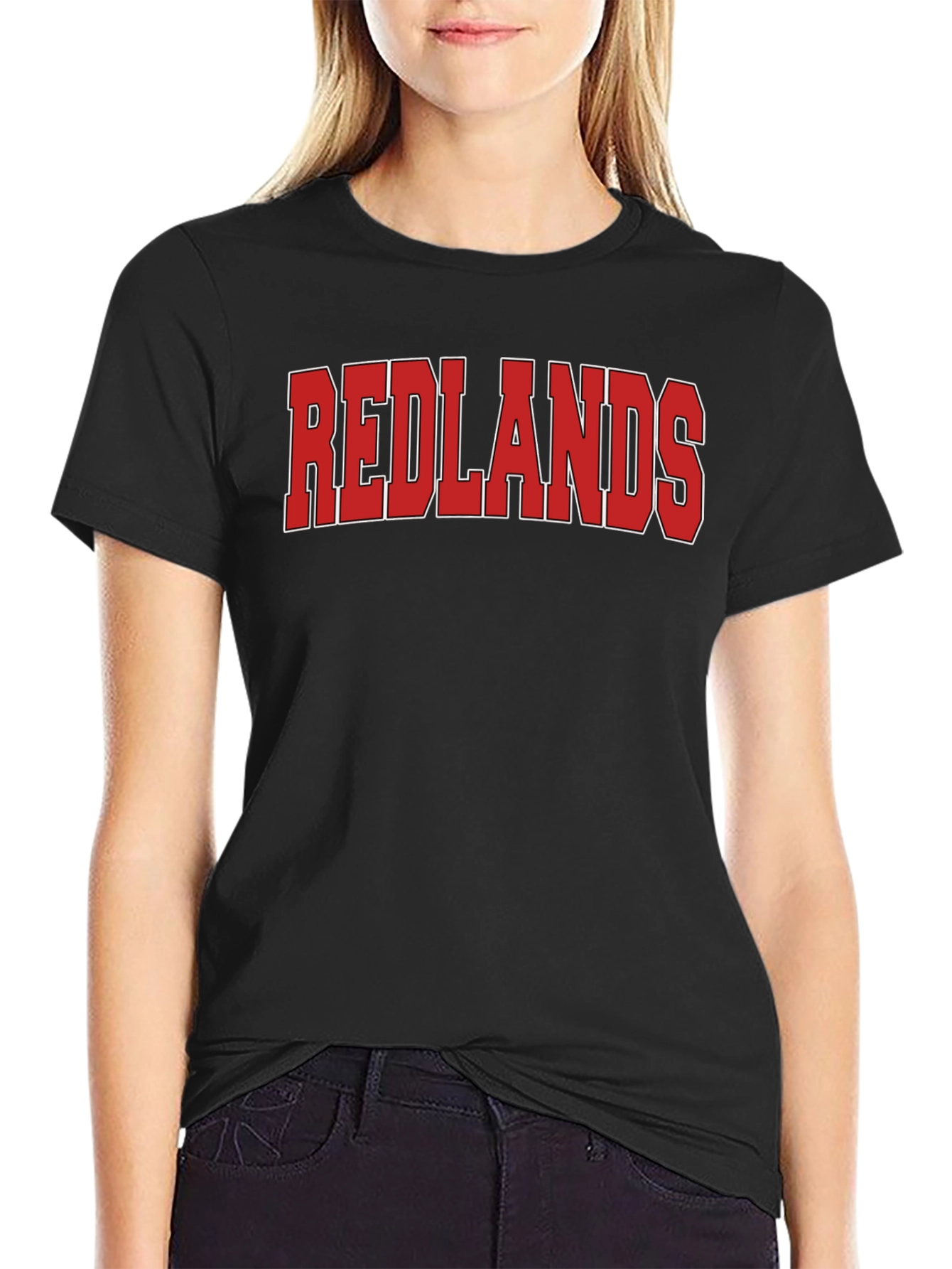 Redlands Graphic Tee - Bold Red Text on Black