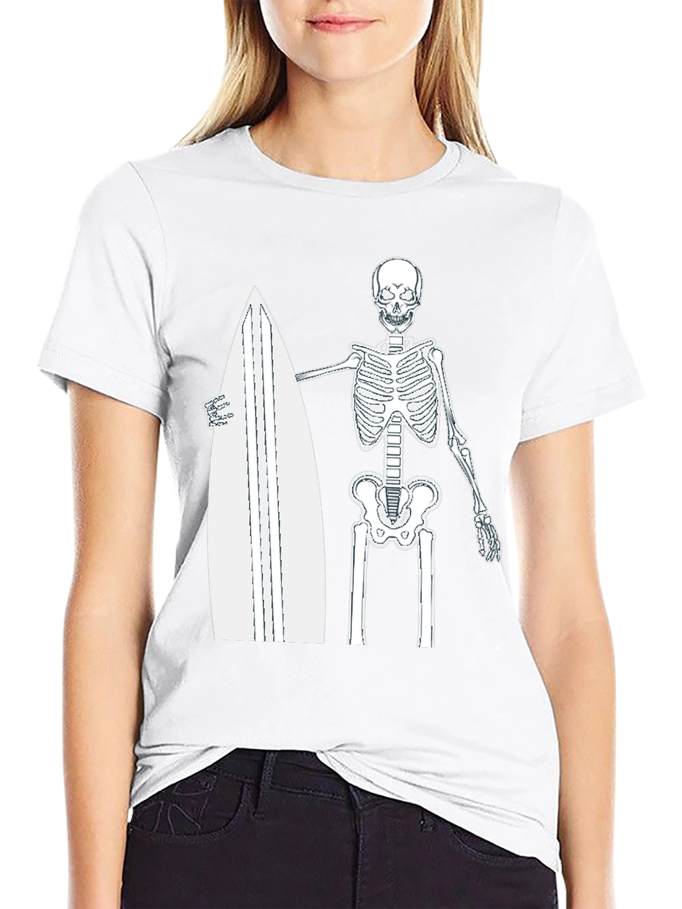 Skeleton Surfer T-Shirt - Black Graphic Tee
