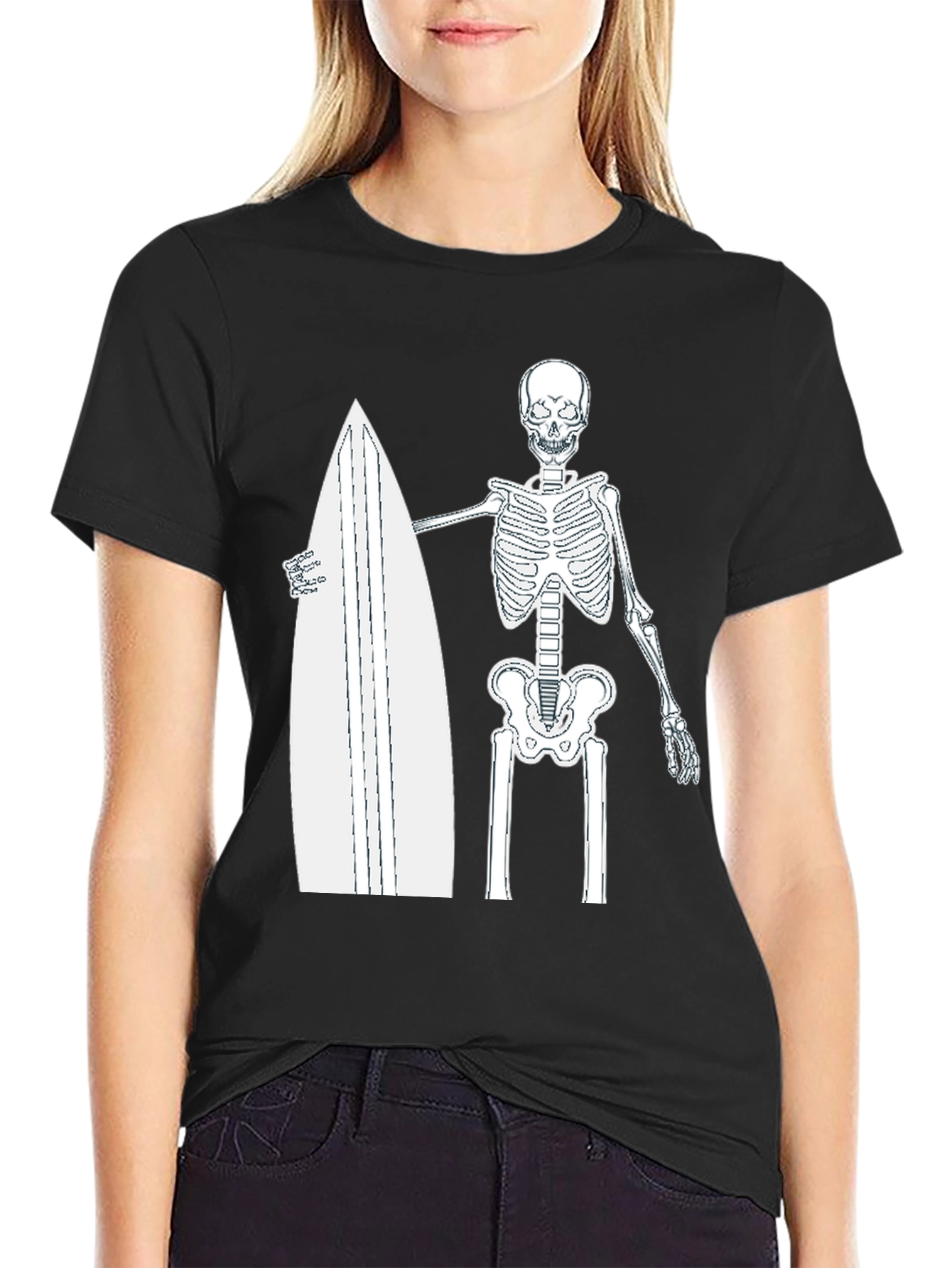 Skeleton Surfer T-Shirt - Black Graphic Tee