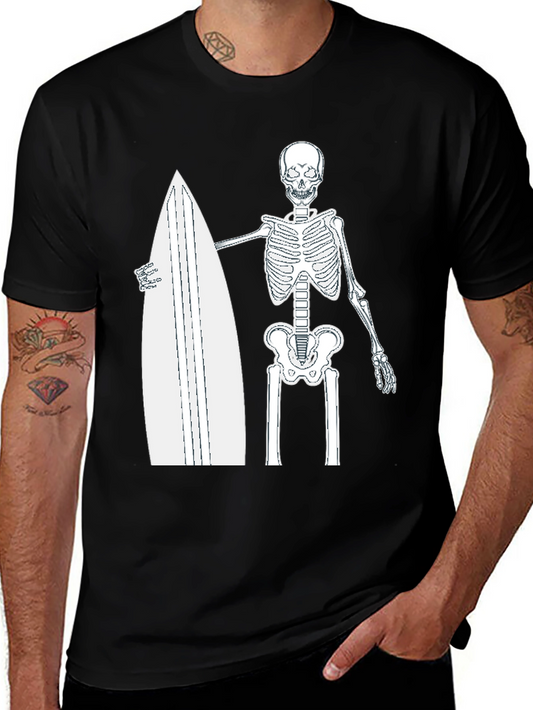 Skeleton Surfer T-Shirt - Black Graphic Tee