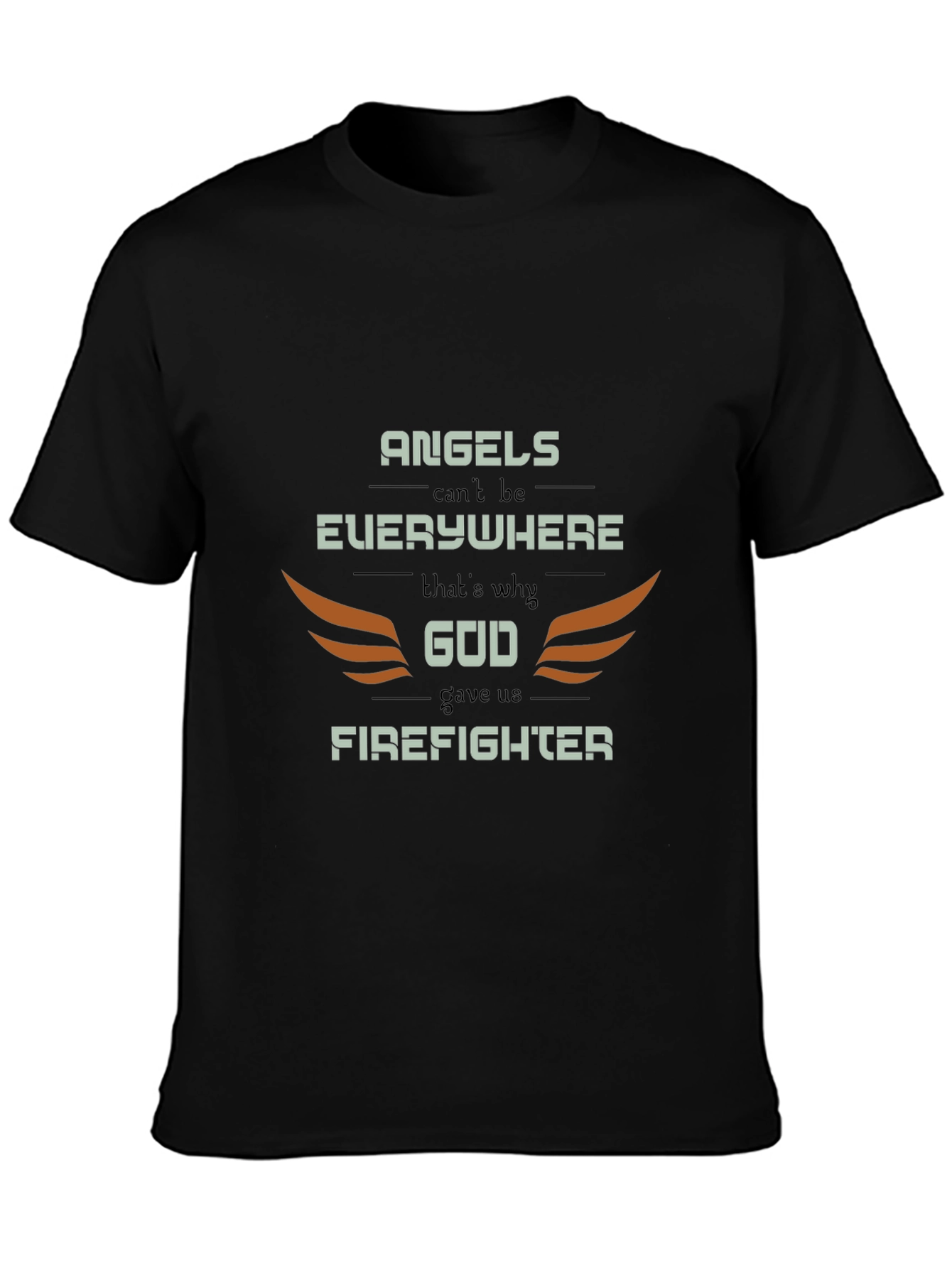 Firefighter Graphic Tee - Angel Wings Design Everyday Wear