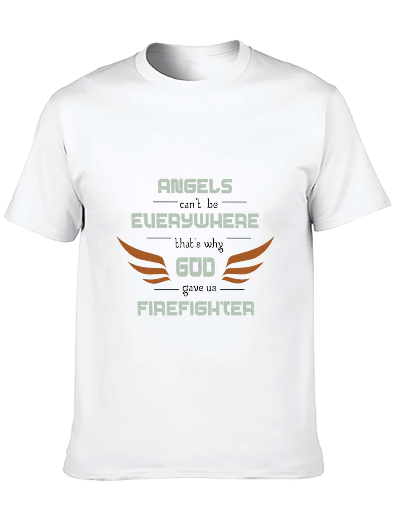 Firefighter Graphic Tee - Angel Wings Design Everyday Wear