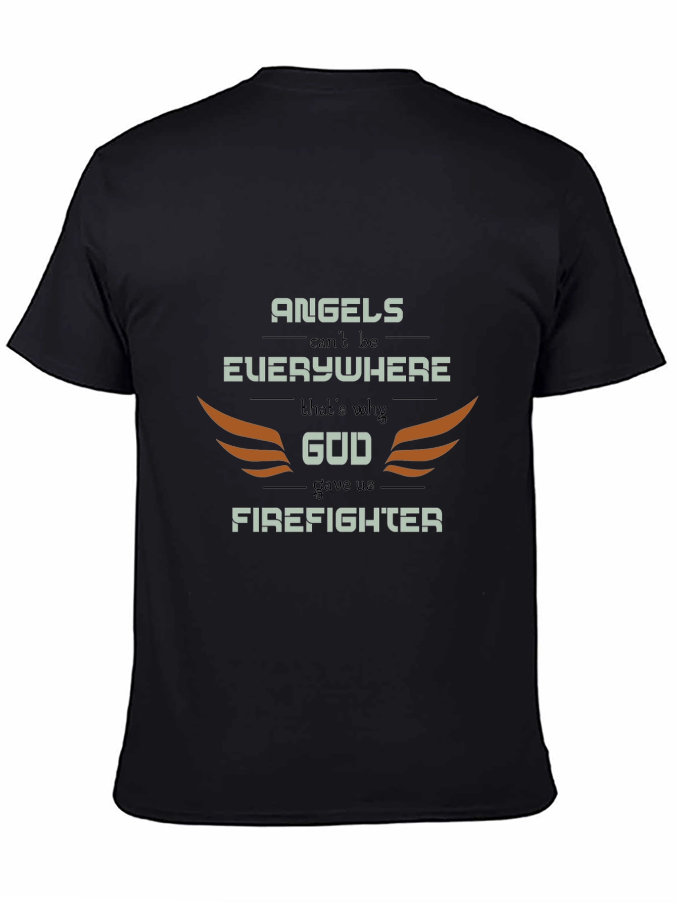 Firefighter Graphic Tee - Angel Wings Design Everyday Wear