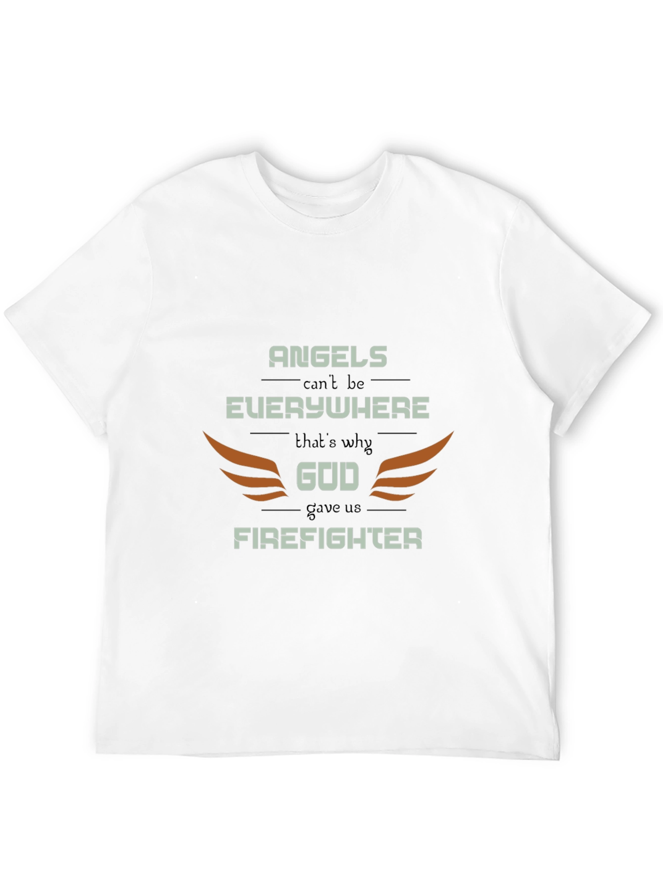 Firefighter Graphic Tee - Angel Wings Design Everyday Wear