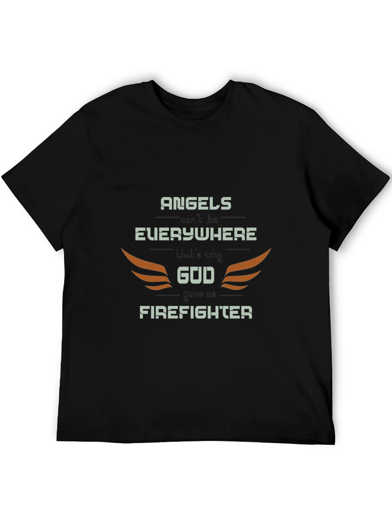 Firefighter Graphic Tee - Angel Wings Design Everyday Wear