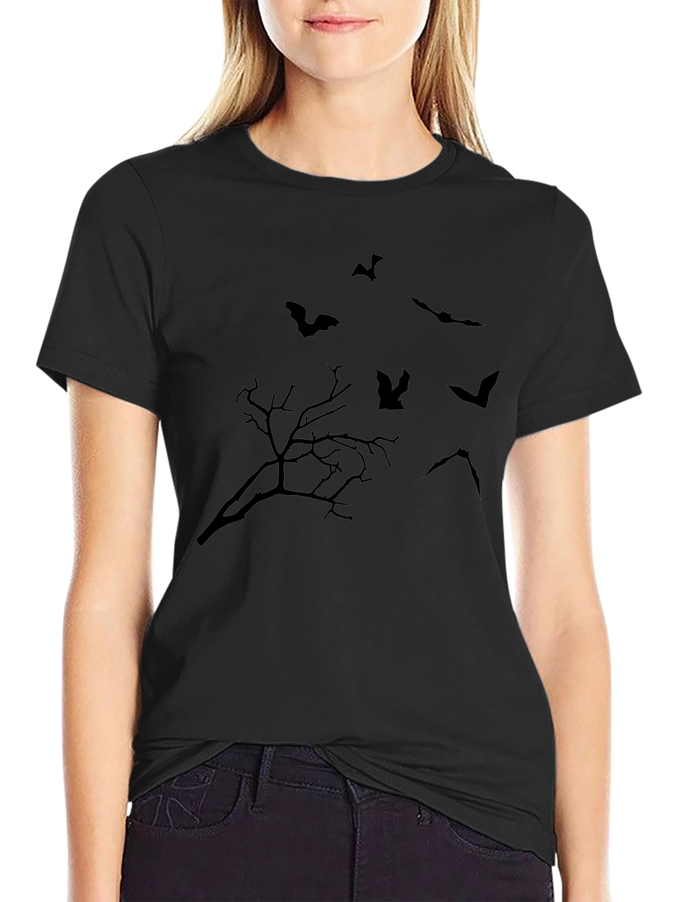 Halloween Bat & Tree Graphic Tee