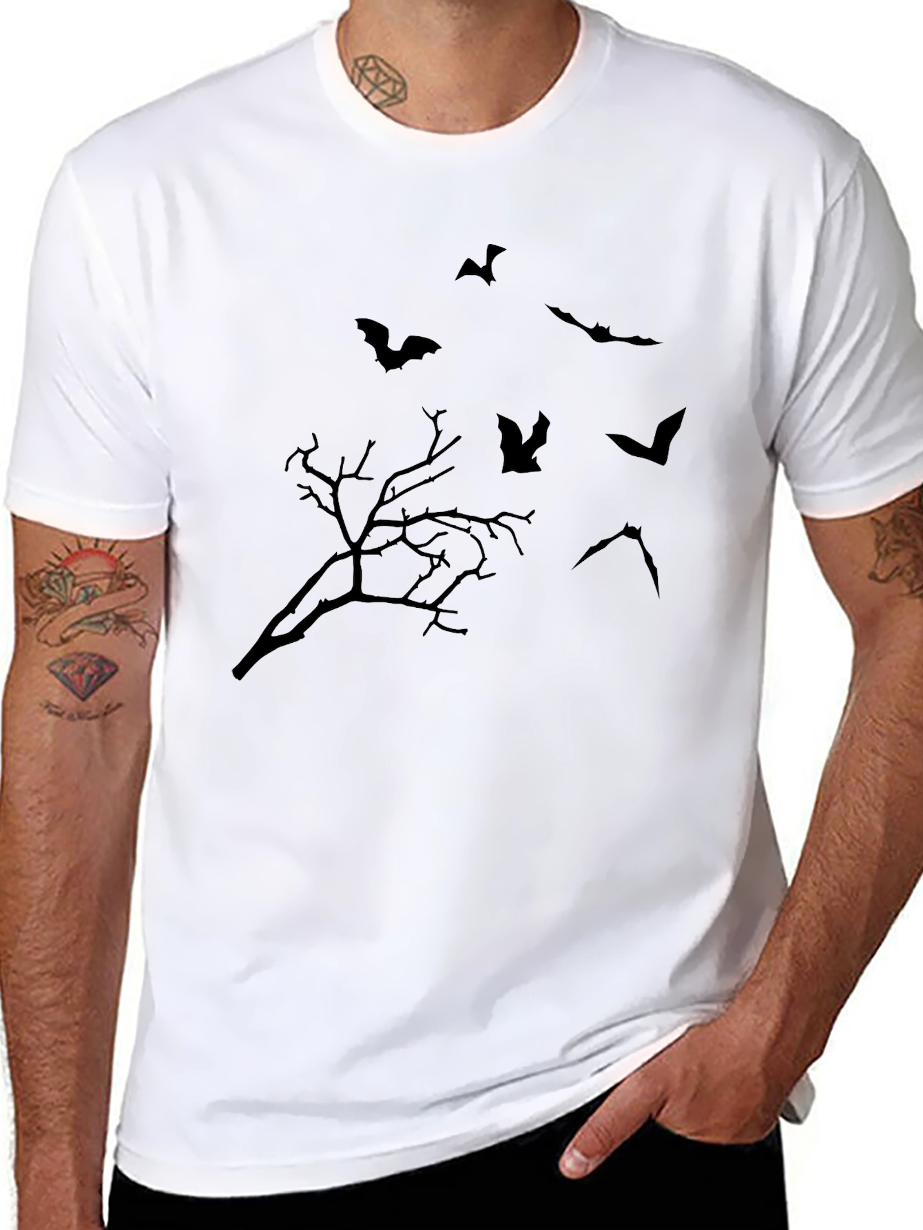 Halloween Bat & Tree Graphic Tee
