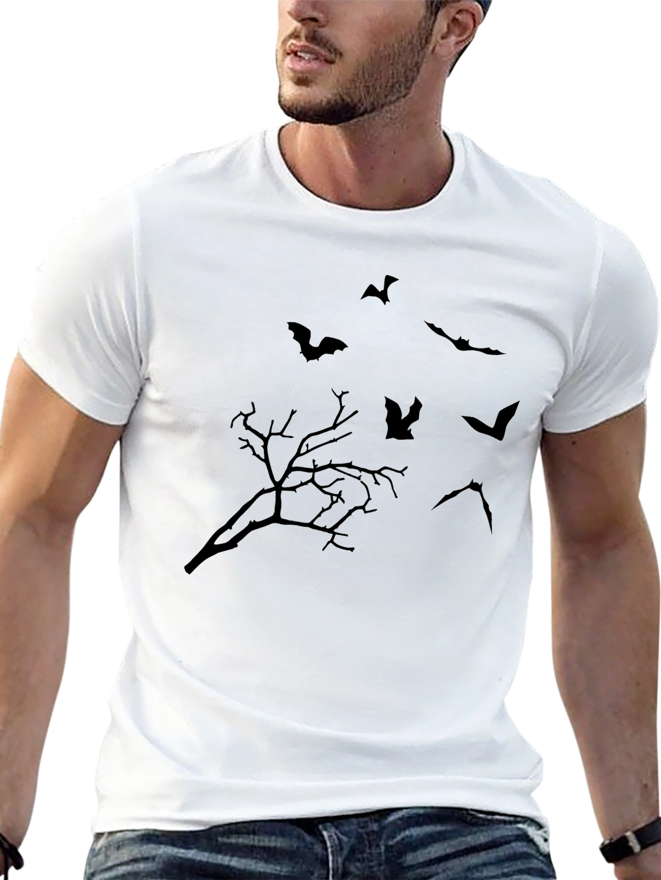 Halloween Bat & Tree Graphic Tee