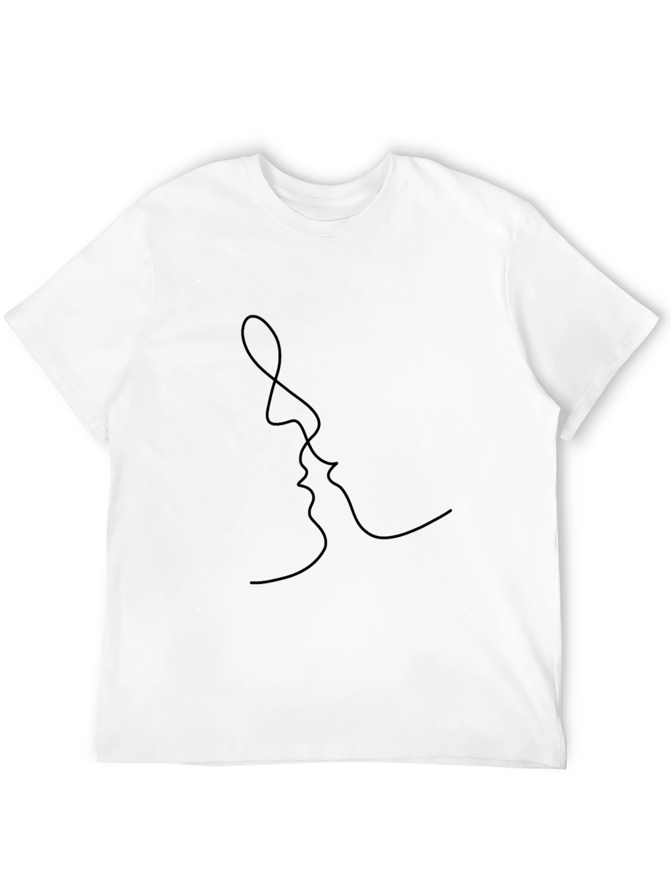 Minimalist Kissing Faces Graphic Black T-Shirt
