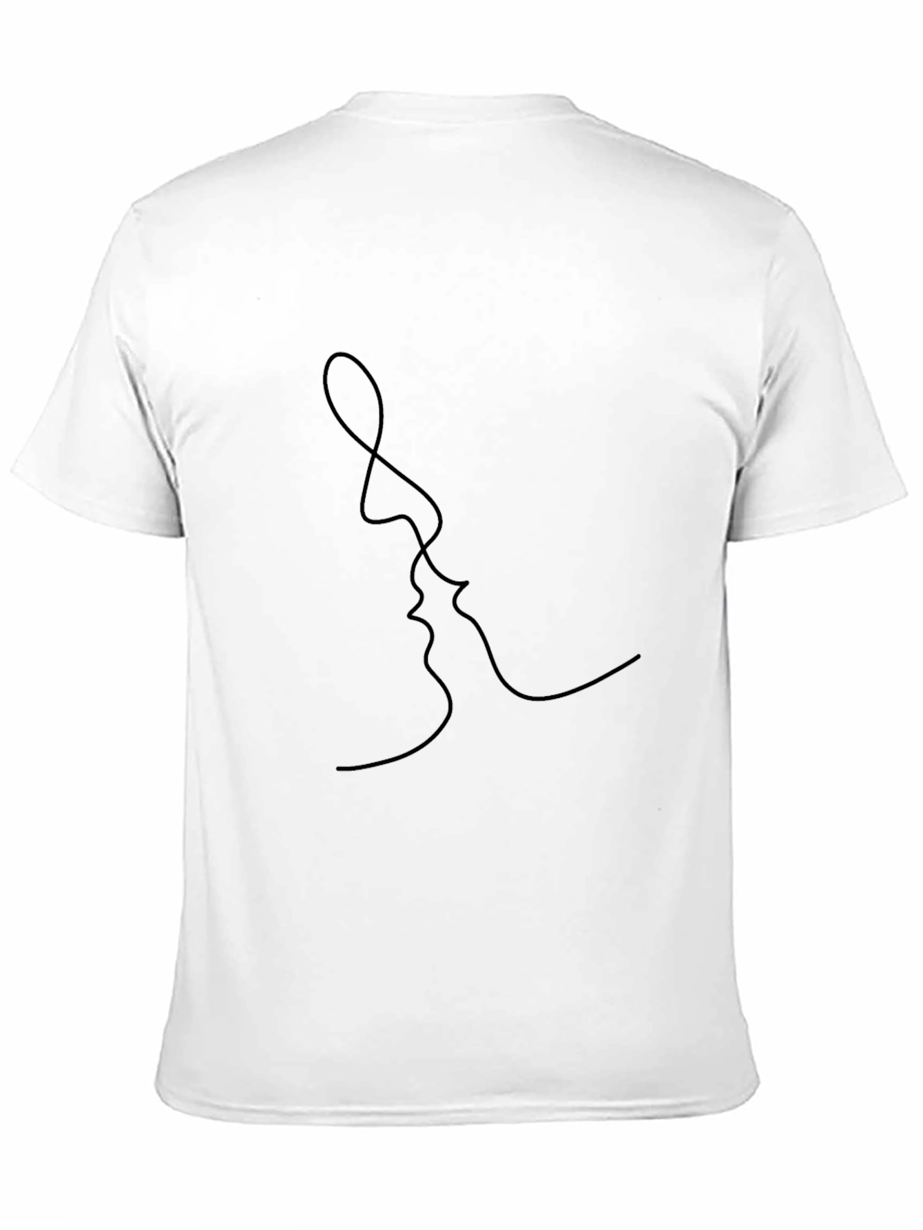 Minimalist Kissing Faces Graphic Black T-Shirt