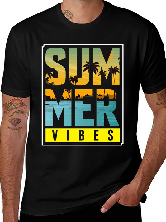 Summer Vibes Graphic T-Shirt - Island Palm Tree Design